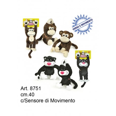 Pel. Scimmia/Gatto Pazzo con Fotocellula Movimento cm.40 conf. pz. 1