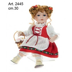 Bambola Seduta Vestito Tirolese Rosso cm.30  conf. pz. 1