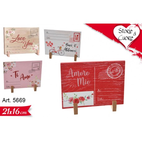 Cartolina in Legno Innamorati cm.25 pz.1