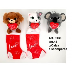 Peluche c/Calza a scomparsa cm.45 (3 sog. ass.ti)  conf. Pz.3