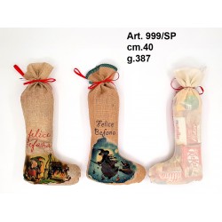 Calza Juta Befana Stampata cm.40 g.387 conf. Pz. 3