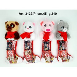 Calza Animali Peluche cm.45 g.210  (4 sogg. ass.ti) conf. Pz. 4