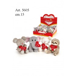 Peluche Animali c/Cuore Love cm.15 pz.12