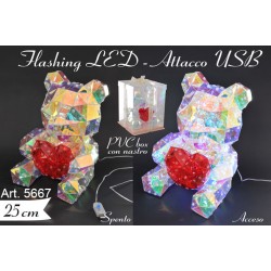 Decorazione Orso c/Luci LED e attacco USB cm.25 conf. Pz. 1