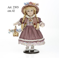 Bambola vestito viola a fiori cm.42