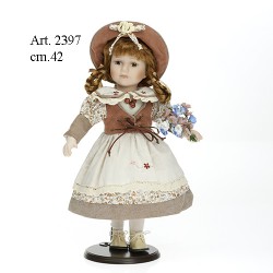 Bambola con mazzo di fiori cm.42