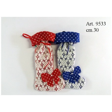 Calza Pizzo con Fiocco Pois cm.30