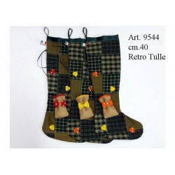 Calza Patchwork con sacchettino in Juta cm.40