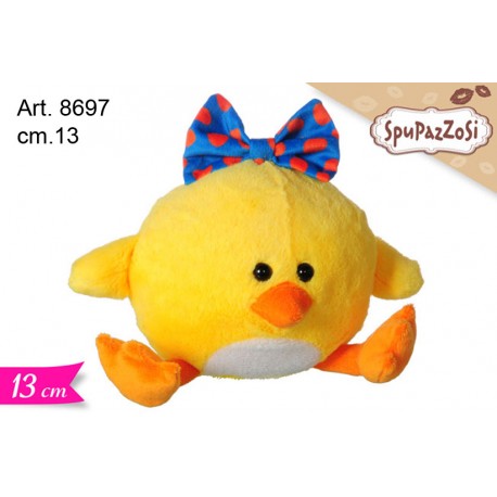 Peluche Pulcino Buffo con Fiocco cm.13