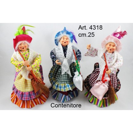 Befana Contenitore Vestito Colorato cm.25 Pezzi 3