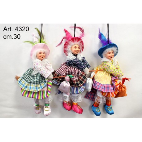 Befana Volante Vestito Colorato cm.30 Pezzi 3